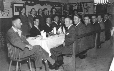 Welcome home dinner in village hall, April 1946